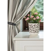 Duet portavaso da interno con inserto per piante e fiori crema-tortora ambientato