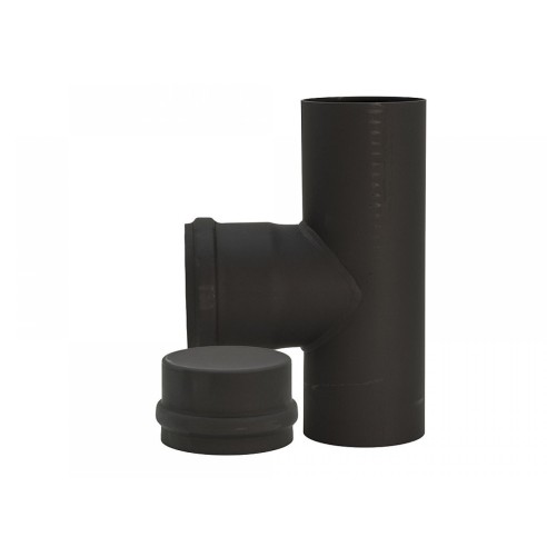 Raccordo-T-FE-verniciato-nero-con-tappo