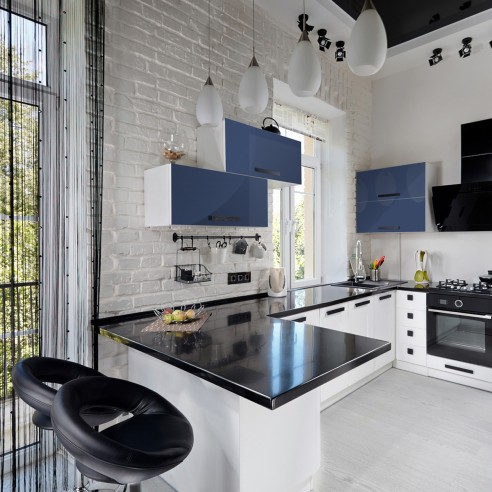 Pellicola adesiva per mobili blu navy D-c-fix ambientata