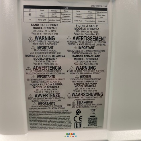 etichetta motore pompa filtro a sabbia 26644