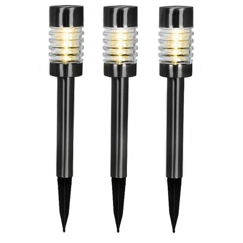 Lampada da giardino solare LED set 3 pezzi nero Progarden
