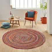 Tappeto rotondo Juta Ø 110 cm Sobel J410 multicolor ambientato