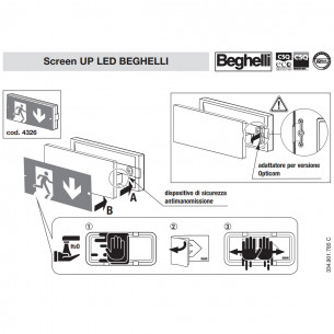 Schermo UP LED e adesivi per segnaletica DX SX BS UP Beghelli 4326F 2
