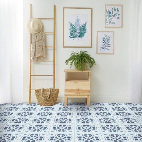 Piastrelle adesive per pavimenti Oriental Flower Floor Tiles d-c-fix ambientate