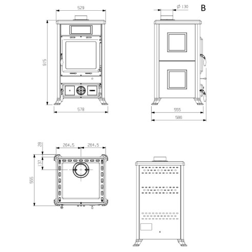 Stufa a legna Rossella R1 Bll Bordeaux La Nordica misure