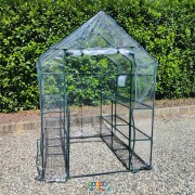 Serra da giardino esterno 6 ripiani per piante orto L143xP143xH195 cm ambientata