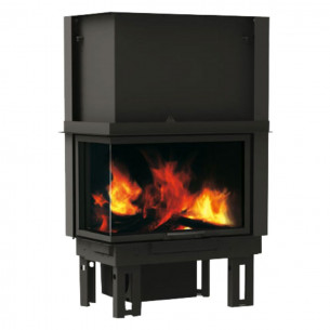 Camino a legna Firek 2 focolare vetro angolo sx EK63