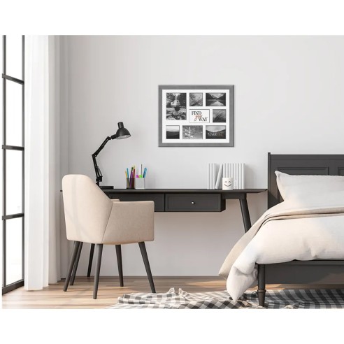 Cornice multifoto in legno Yellowstone L55XH45 cm grigio ambientata