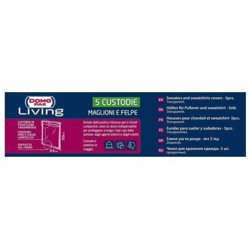Custodie maglioni e felpe 43x50 cm Domopak Living 5 pz