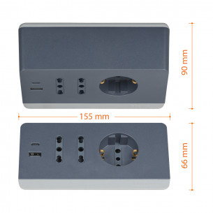 Multipresa da scrivania 2 prese USB tipo A+C grigia Bticino S3711GBU 2