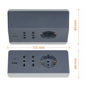 Multipresa da scrivania 2 prese USB tipo A+C grigia Bticino S3711GBU dimensioni