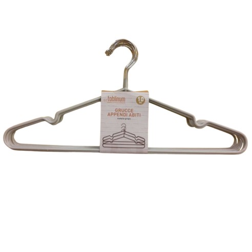 Set grucce/appendiabiti metallo grigio 10 pz