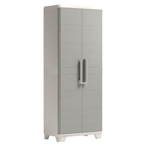 Keter armadio Linear Wood alto in resina grigio tortora