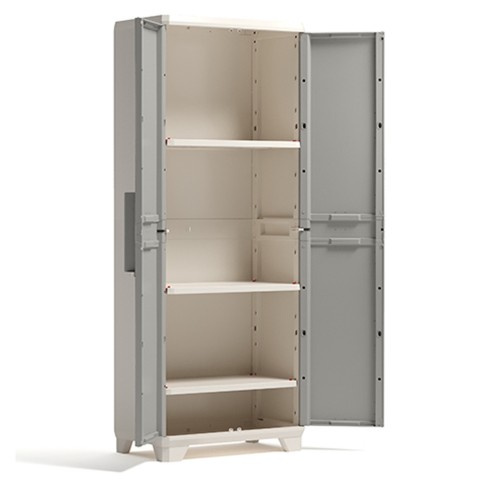 Keter armadio Linear Wood alto in resina grigio tortora