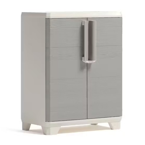 Keter armadio Linear Wood basso in resina grigio tortora