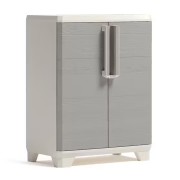 Keter armadio Linear Wood basso in resina grigio tortora