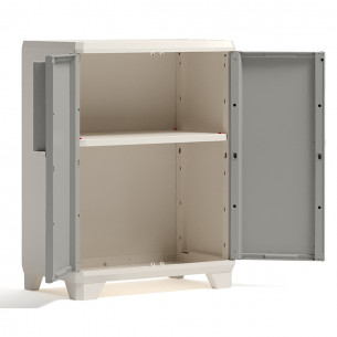 Keter armadio Linear Wood basso in resina grigio tortora 2