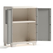 Keter armadio Linear Wood basso in resina grigio tortora