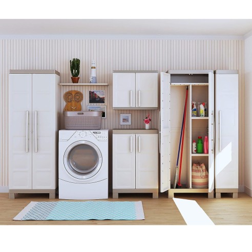 Keter Excellence XL basso armadio in resina beige/sabbia ambientata