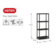 keter scaffale in plastica Plus Shelf L60xP30xH135 cm 4 ripiani