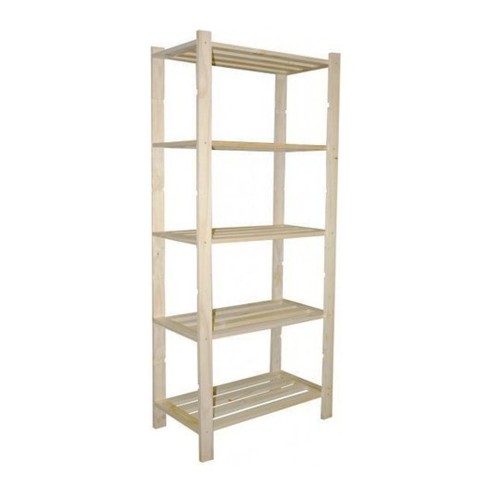 Scaffale legno di pino grezzo naturale 5 ripiani L75xP40xH170 cm