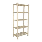 Scaffale legno di pino grezzo naturale 5 ripiani L70xP30xH170 cm