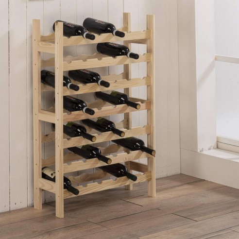 Cantinetta vino portabottiglie in legno naturale 42 posti