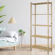 Scaffale legno di pino grezzo naturale 5 ripiani