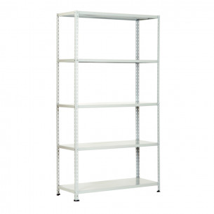Scaffale metallo verniciato 5 ripiani 100x40xh186 cm bianco