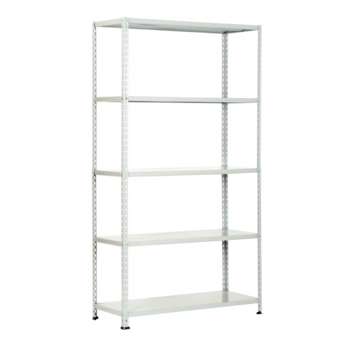 Scaffale metallo verniciato 5 ripiani 100x40xh186 cm bianco