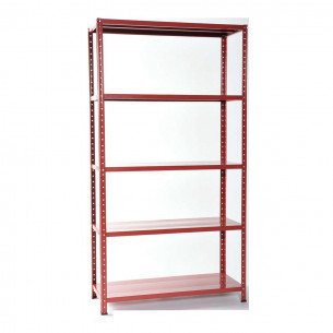 Scaffale metallo verniciato 5 ripiani 100x40xh186 cm rosso