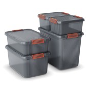 Kis contenitore K Latch box S grigio trasparente impilabile