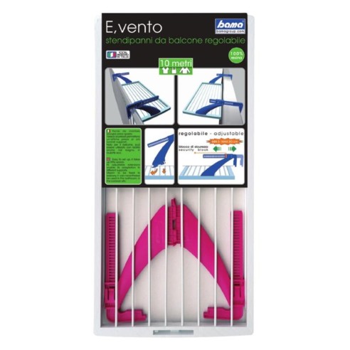 Stendino da balcone regolabile E,vento Bama fucsia