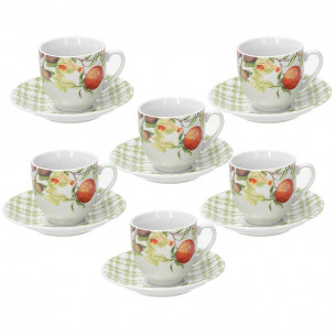 Tazzine caffè con piattino 80 cc Florence multicolor 6pz