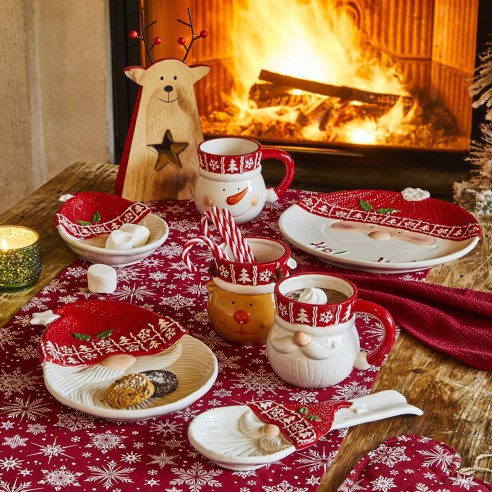 Piatto piano 28 cm Dear Santa rosso ambientato