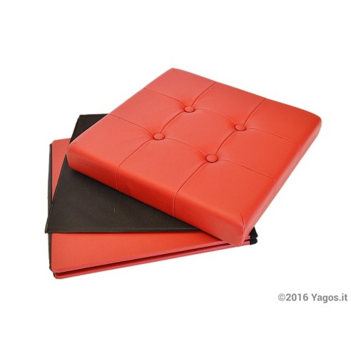 Pouf contenitore in ecopelle 40x40x40 cm rosso