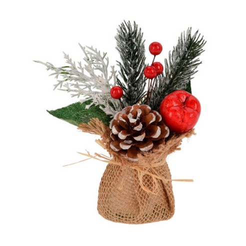 Albero di Natale pinetto con pigne e bacche H 16 cm