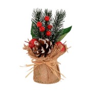 Albero di Natale pinetto con pigne e bacche H 16 cm