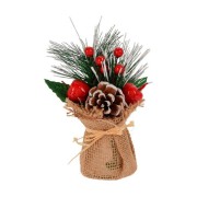 Albero di Natale pinetto con pigne e bacche H 16 cm
