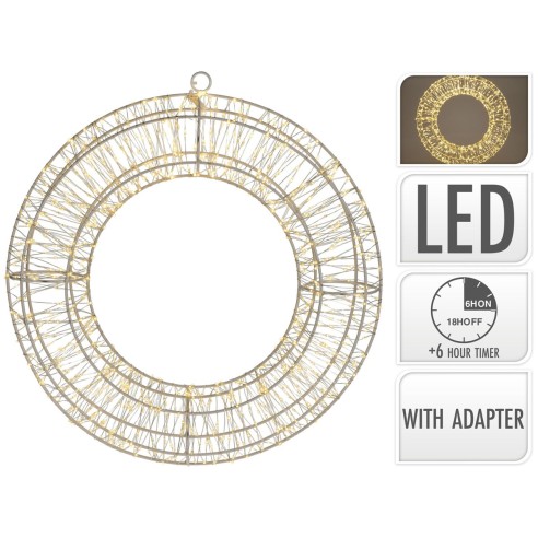 Corona di Natale 960 LED bianco caldo Ø 38 cm