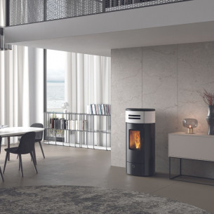 Stufa a pellet canalizzabile Yung130++ Bianco EK63 2