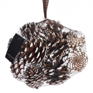 Sacchetto di pigne naturali innevate da 300 g assortito H&S collection