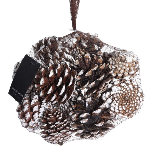 Sacchetto di pigne naturali innevate da 300 g assortito H&S collection