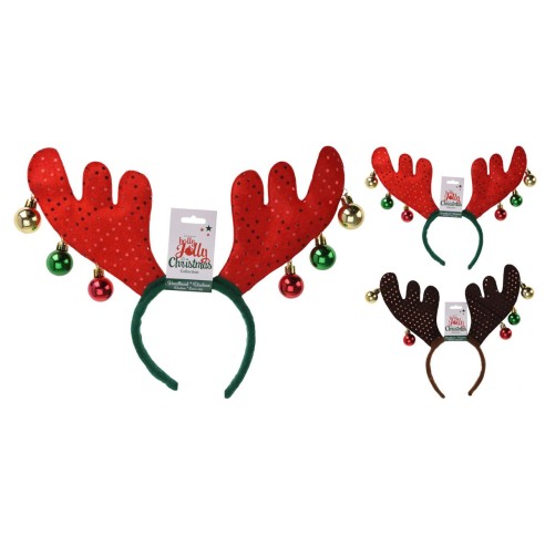hietto per capelli Renna natalizia con sonagli H 23 cm assortito h&s Collection