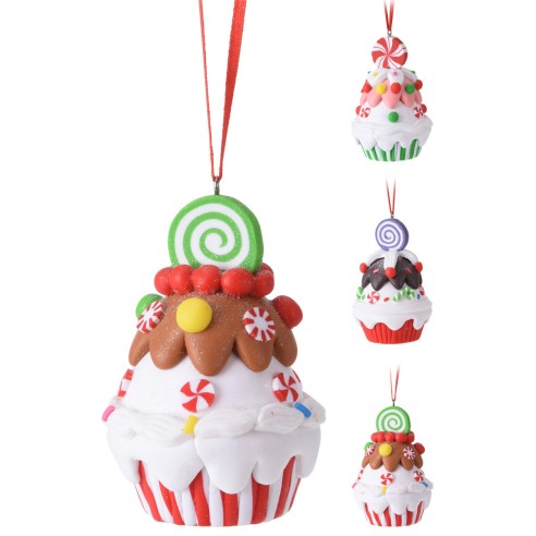 Pendente natalizio Cup Cake H8 cm assortito