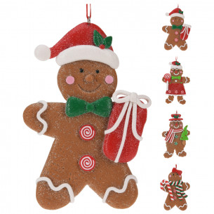 Pendente Gingerbread omino pan di zenzero H12 cm assortito