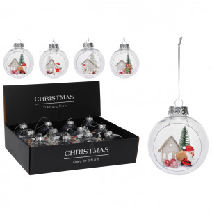 Pallina di Natale sfera trasparente con figure Ø 8 cm