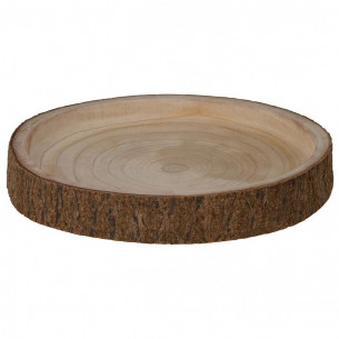 Vassoio decorativo in legno naturale con corteccia