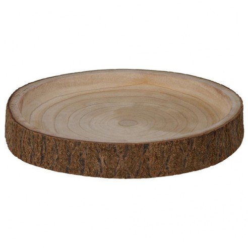 Vassoio decorativo in legno naturale con corteccia