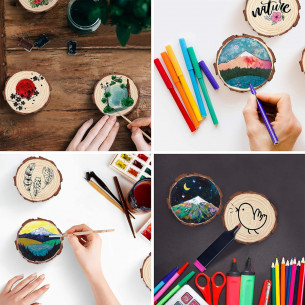 4 dischi decorativi in legno 14-16-18-20 cm H&S Collection 2